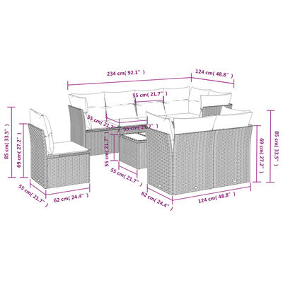 vidaXL Set Divano da Giardino 9 pz con Cuscini Beige in Polyrattan