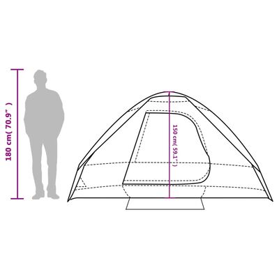 vidaXL Tenda da Campeggio a Cupola per 4 Persone Verde Impermeabile