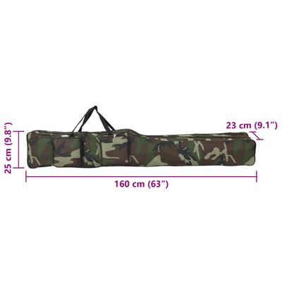 vidaXL Borsa per Canna da Pesca Verde Mimetico 160 cm Tessuto Oxford