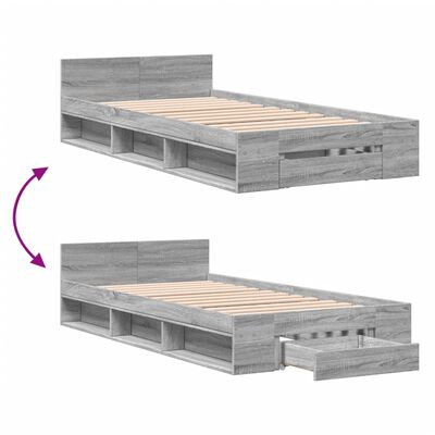 vidaXL Giroletto Cassetto Grigio Sonoma 100x200 cm Legno Multistrato