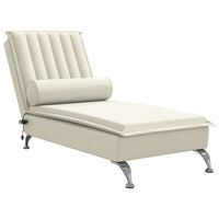 vidaXL Chaise Longue Massaggi con Cuscino a Rullo Crema in Velluto