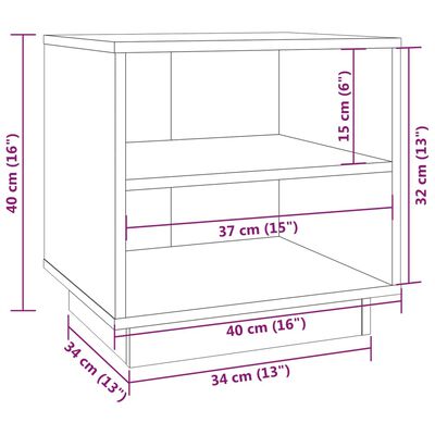 vidaXL Comodino 40x34x40 cm in Legno Massello di Pino