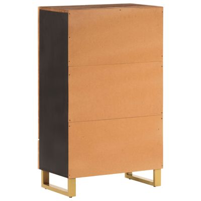 vidaXL Credenza Marrone e Nera 60x33,5x100 cm Legno Massello di Mango