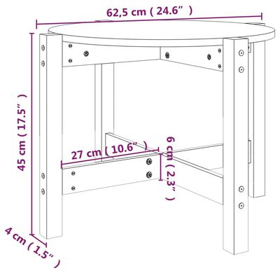 vidaXL Tavolino da Salotto Ambra Ø 62,5x45cm in Legno Massello di Pino