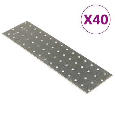 vidaXL Piastre Forate 40 pz 2 mm 300x80 mm Acciaio Zincato