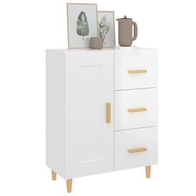 vidaXL Credenza 69,5x34x90 cm in Legno Multistrato Bianco Lucido