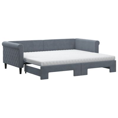 vidaXL Divano Letto Estraibile Materassi Grigio Scuro 90x200cm Velluto