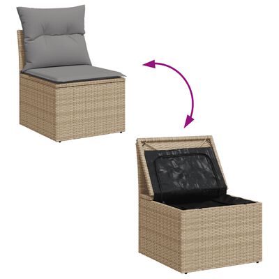 vidaXL Set Divano da Giardino 13 pz con Cuscini Beige in Polyrattan