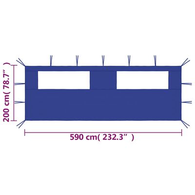 vidaXL Parete con Finestre per Gazebo 6x2 m Blu