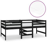 vidaXL Letto Rialzato con Materasso 90x200 cm Nero in Massello di Pino