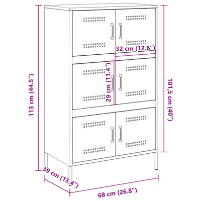 vidaXL Credenza Giallo Senape 68x39x113 cm in Acciaio