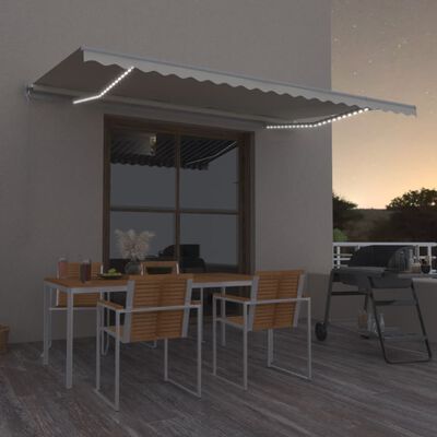 vidaXL Tenda da Sole Retrattile Manuale LED 500x350 cm Crema