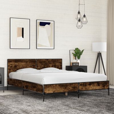 vidaXL Giroletto Rovere Fumo 150x200 cm in Legno Multistrato Metallo