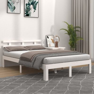 vidaXL Giroletto Bianco in Legno Massello 135x190 cm Double