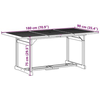 vidaXL Set da Pranzo da Giardino 9pz 180x90x75cm Legno Massello Acacia