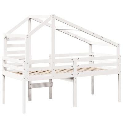 vidaXL Letto a Soppalco con Tetto Bianco 75x190 cm in Legno di Pino