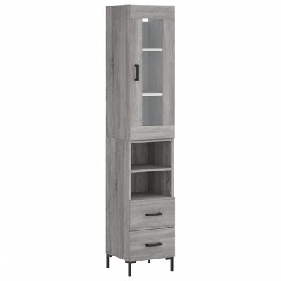 vidaXL Credenza Grigio Sonoma 34,5x34x180 cm in Legno Multistrato