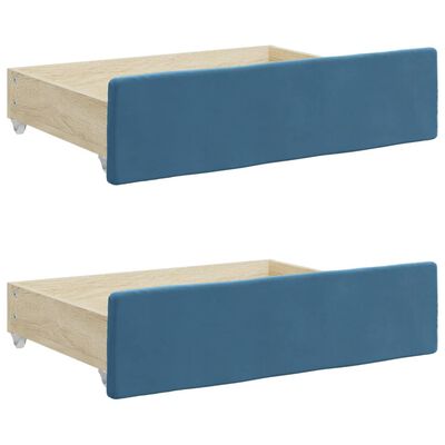 vidaXL Cassetti da Letto 2pz Blu in Legno Multistrato e Velluto