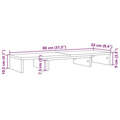 vidaXL Supporto Monitor Regolabile Marrone 80x24x10,5 cm in Truciolato