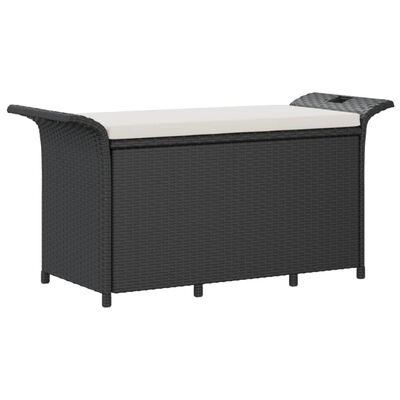 vidaXL Panca da Giardino con Cuscino Nero 116x46x57 cm in Polyrattan