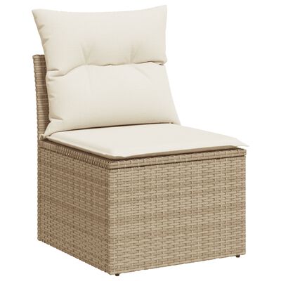 vidaXL Set Divani da Giardino 7 pz con Cuscini Beige in Polyrattan