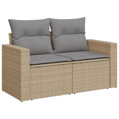 vidaXL Set Divano da Giardino 7 pz con Cuscini Beige Misto Polyrattan