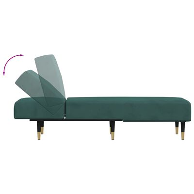 vidaXL Chaise Longue in Velluto Verde Scuro