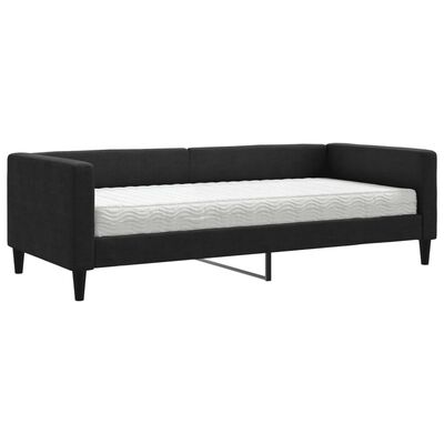 vidaXL Divano Letto con Materasso Nero 90x190 cm in Tessuto