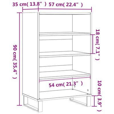 vidaXL Credenza Nera 57x35x90 cm in Legno Multistrato