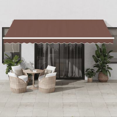 vidaXL Tenda da Sole Retrattile Manuale con LED Marrone 450x350 cm