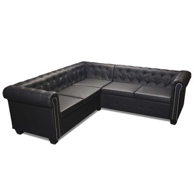 vidaXL Divano Angolare Chesterfield a 5 Posti Pelle Artificiale Nera