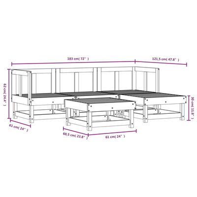 vidaXL Set Salotto da Giardino 5 pz in Legno Massello di Pino ambra