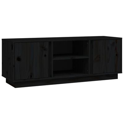 vidaXL Mobile Porta TV Nera 110x35x40,5 cm in Legno Massello di Pino