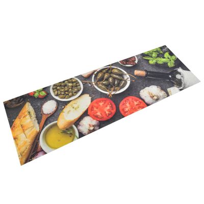 vidaXL Tappeto da Cucina Lavabile Vino e Cena 60x180 cm Velluto