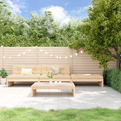 vidaXL Set Divani da Giardino 4 pz con Cuscini in Legno Massello