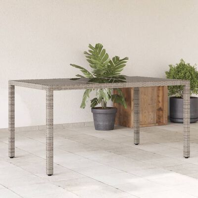 vidaXL Tavolo da Giardino Piano in Vetro Grigio 150x90x75cm Polyrattan