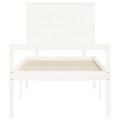 vidaXL Letto per Anziani Bianco Testiera Small Single Legno Massello