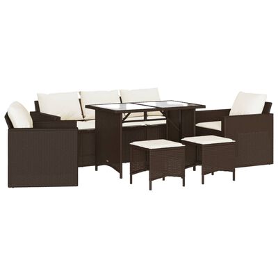 vidaXL Set Divano da Giardino 6 pz con Cuscini Marrone in Polyrattan