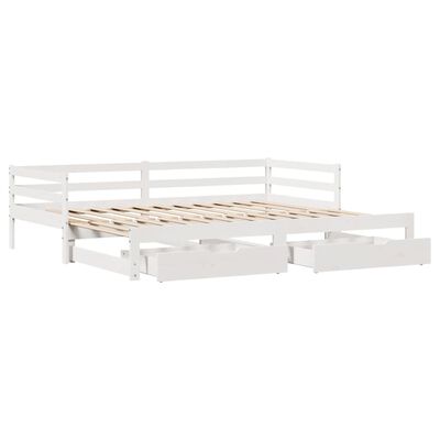 vidaXL Dormeuse Letto Estraibile e Cassetti Bianca 80x200cm Legno Pino