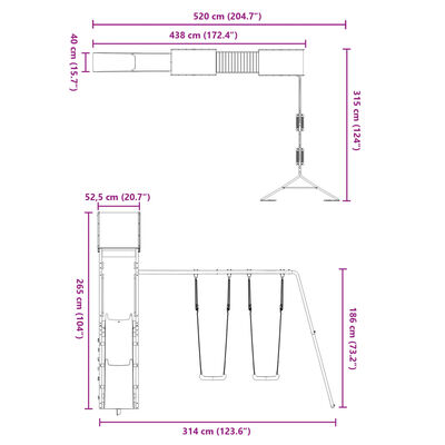 vidaXL Set da Gioco da Esterno in Legno di Pino Impregnato