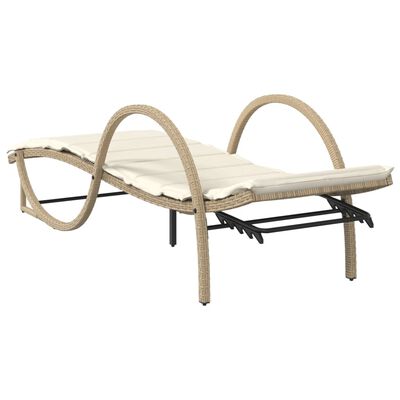 vidaXL Lettino Prendisole con Cuscini Beige 60x199x42 cm Polyrattan