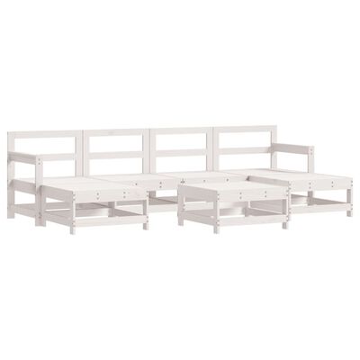 vidaXL Set Divani da Giardino 7pz con Cuscini in Legno Massello Bianco