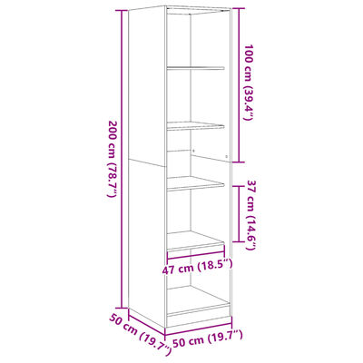 vidaXL Armadio Nero 50x50x200 cm in Legno Multistrato