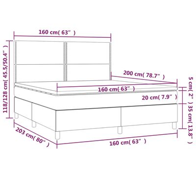 vidaXL Giroletto a Molle con Materasso Blu Scuro 160x200 cm in Velluto