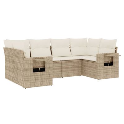 vidaXL Set Divano da Giardino 6 pz con Cuscini Beige in Polyrattan