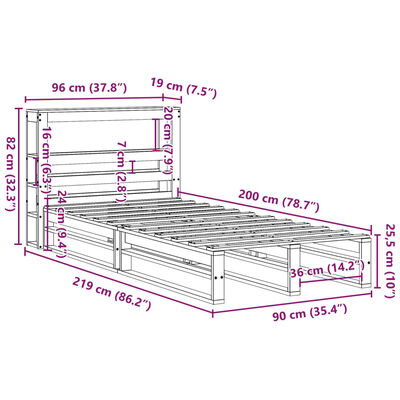 vidaXL Letto senza Materasso Bianco 90x200 cm Legno Massello di Pino