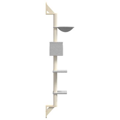 vidaXL Albero per Gatti con Tiragraffi a Parete Grigio Chiaro 187 cm