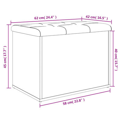 vidaXL Panca Portaoggetti Grigio Sonoma 62x42x45 cm Legno Multistrato