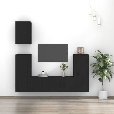 vidaXL Set di Mobili Porta TV 5 pz Nero in Legno Multistrato