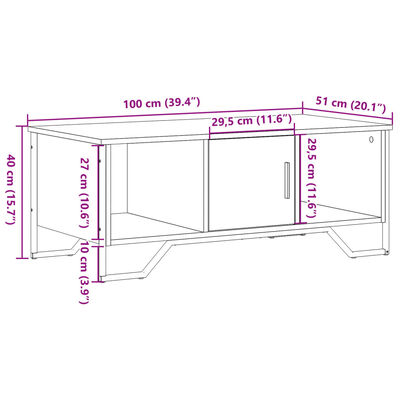 vidaXL Tavolino Salotto Rovere Marrone 100x51x40 cm Legno Multistrato